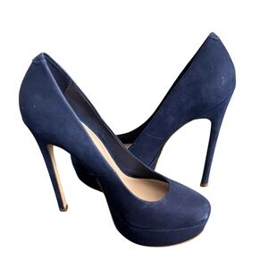 NWT ALDO navy blue suede platform pump heels size 6.5